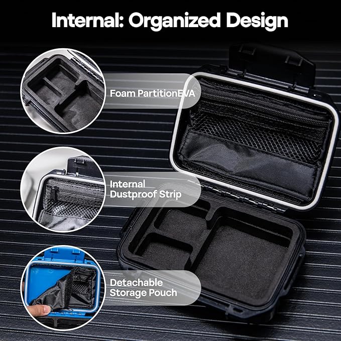 Linsoul Kiwi Ears SONICAP Waterproof Earbud Case,Hard Protective IEM Storage Box with EVA Lining,Hard Carrying Bag for Headphones,Earphone,Travel Carrying Case Fit for ZS10 Pro,Zero:2,EW300 (Black)