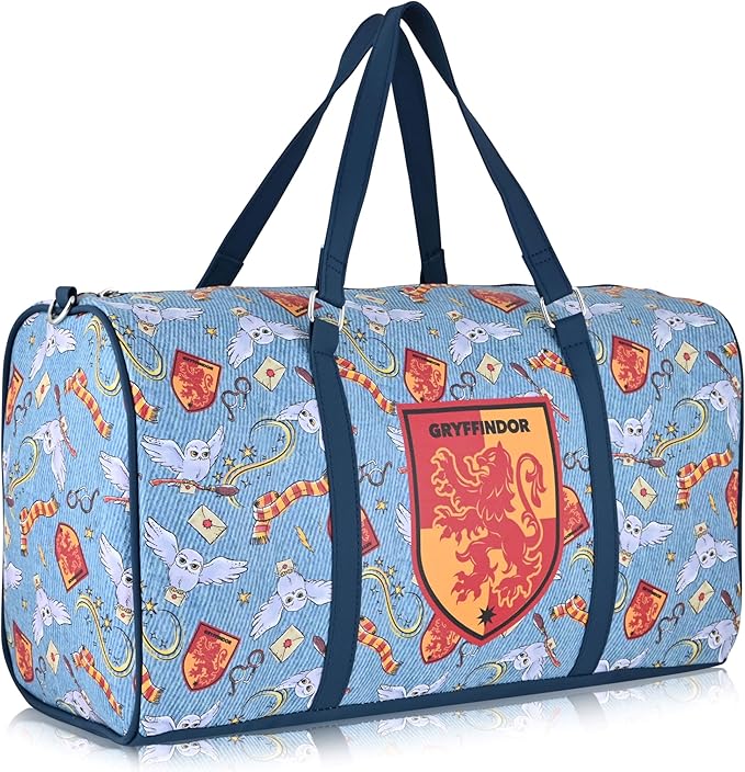 Harry Potter Gryffindor Classic Premium Travel Duffle Bag - Mini 16 Inch Leather Overnight Weekender for Women, Men, Adults