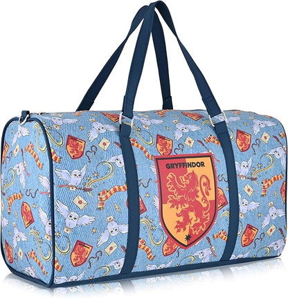 Harry Potter Gryffindor Classic Premium Travel Duffle Bag - Mini 16 Inch Leather Overnight Weekender for Women, Men, Adults