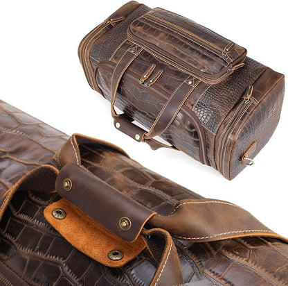 Polare 23" Full Grain Cowhide Leather Gym Duffle Weekender Overnight Travel Duffel Bag For Men