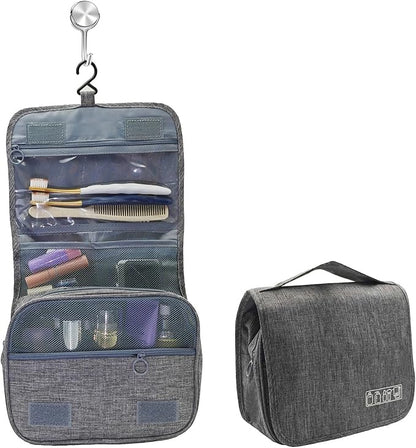 Hanging Toiletry Bag for Cruise Ships, Black Waterproof Wall‑Mounted Cruise Bathroom Organizer, Portable Makeup Case with Magnetic Hook for Women, Men,Cruise Essentials (1, Grey)