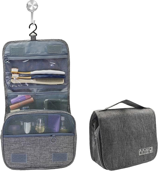 Hanging Toiletry Bag for Cruise Ships, Black Waterproof Wall‑Mounted Cruise Bathroom Organizer, Portable Makeup Case with Magnetic Hook for Women, Men,Cruise Essentials (1, Grey)
