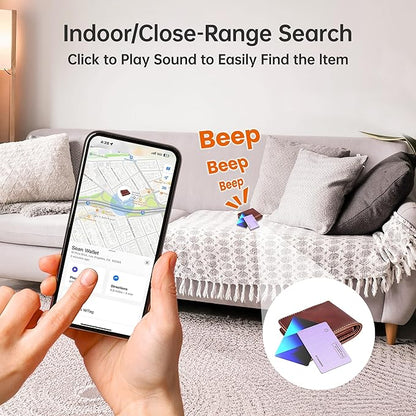 WHEREMYLUV-Item-Finder-for-Wallet, Ultra Thin Bluetooth Tracker Card Compatible with Apple Find My, Rechargeable GPS Locator, IPX8 Waterproof, Slim Smart Card for Men & Women (Purple)