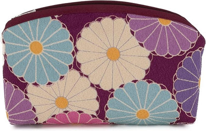 Small Makeup Bag (Retro Flower) Made in Japan/Cute Flower Makeup Bag,Japanese Design Flower Travel, Toiletry Travel Cosmetic Pouch for Women Girls and Man (KIKKA/Purple)