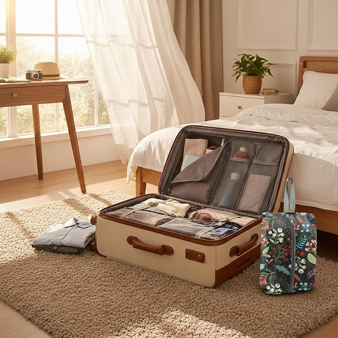 BeeGreen Christmas Shoe Bags 6 Pack for Travel with Handle, Packing Organizers for Suitcase and Luggage,Portable Nylon Storage Accessories for Vacations, Christmas Gifts for Women and Men