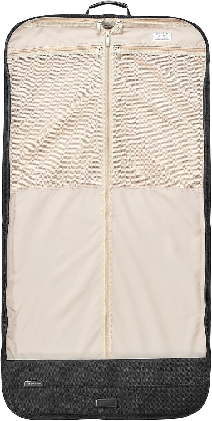 Briggs & Riley Classic Garment Bag for Hanging Clothes - Suit & Dress Travel Bag for Men & Women, Wrinkle Reducing Luggage for Shirts, Tuxedos, & Coats, Smooth Zipper - Baseline Collection, Black