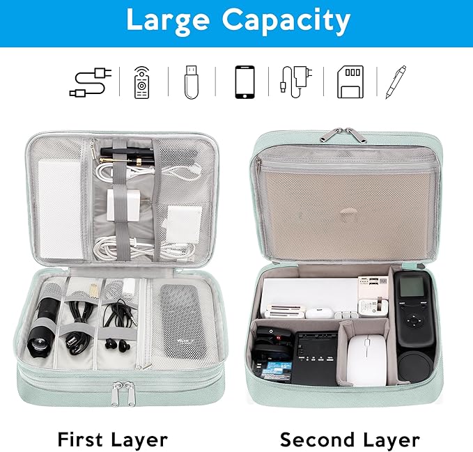 CILLA Electronic Organizer Travel Case, Travel Cord Organizer Case Portable Waterproof Cable Organizer Bag for Charger, Cord, USB, Power Bank, Earphone