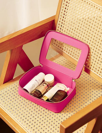 Popvibe Clear Makeup Bag Travel Cosmetic Case Transparent Toiletry Bag with Zipper, Portable Make Up Organizer Traveling Compact Car Bag for Essentials