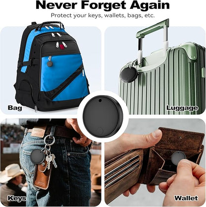 Eelexa Smart Tag Tracker, Dual System Air Tracker Tag for iOS and Android, Compatible with Apple Find My or Google Find Hub Smart Keys Finder Item Locator with Waterproof&Light (Black-4Pack)