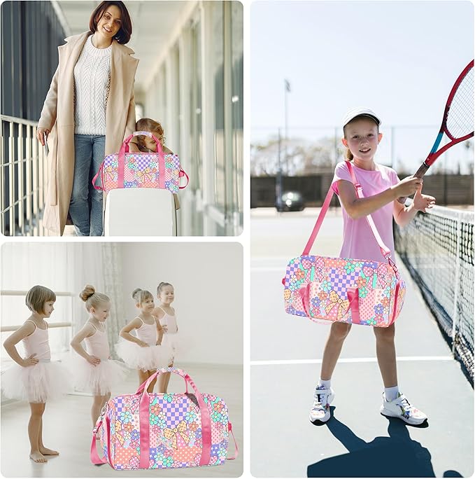 Duffle Bag for Girls Travel Duffle Carry On Tote Weekender Bag Large Capacity Overnight Bag With Shoe Compartment Gym Tote with Dry and Wet Separation