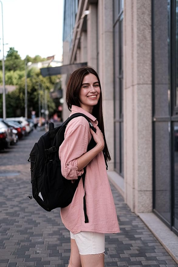 BAGSMART Carry On Travel Backpack, 17.3 Inch Large Travel backpack Carry On Flight Approved, Personal Item Backpack Travel Bag With Shoe Bag, 27L Water Resistant Casual Daypack, Black