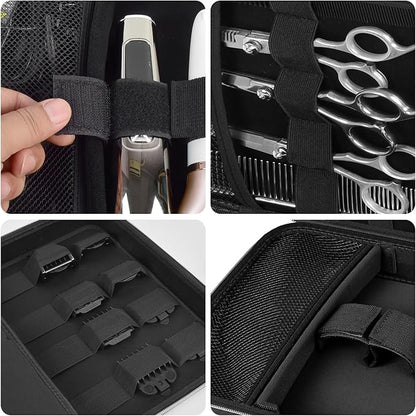 Boobowl Hard Travel Case for Hair Clippers, Hair Cutting Barber Supplies Organizer Bag, Trimmer Storage Holder for Ufree/for Wahl Men Razor Guard Grooming Kits -Box Only (Black+Silver Zipper)
