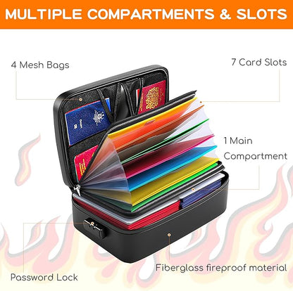 Fireproof Document Box for Home - Waterproof Locking File Organizer for Important Documents Certificates Passports Insurance Papers