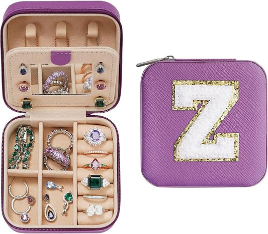 Parima Teacher Appreciation Gifts for Women, Travel Jewelry Case for Women Teacher Gifts | Travel Gifts for Teacher | Travel Essentials Small Jewelry Box | Jewelry Travel Organizer - Letter Z, Purple
