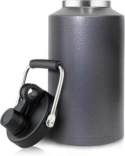 1 Gallon Water Jug Bottle Insulated with Straw, 128oz Stainless Steel Water Bottle Jug Wide Mouth Double Vacuum Dishwasher Safe BPA Free for Hot & Cold Drinks Charcoal Gray