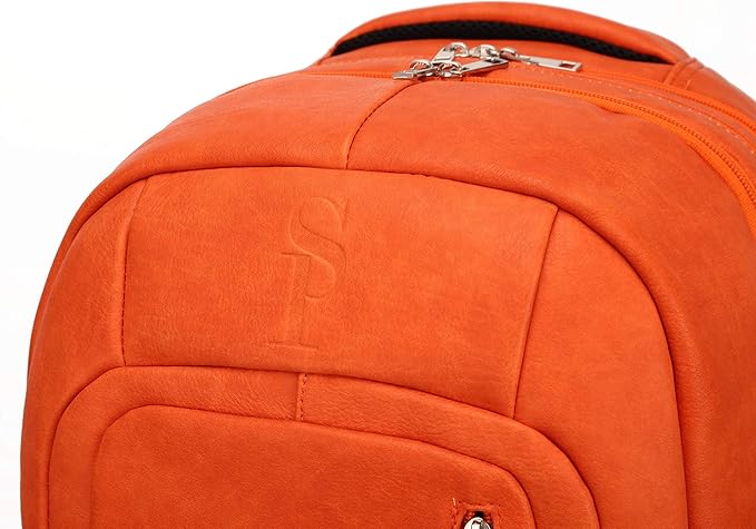 Sole Premise Leather Bag for Multi-functional Travel Carry-on with Shoe, Laptop and Clothes Compartments for Men & Women (Orange)