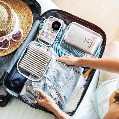 3Pcs Clear Zipper Pouch, PVC Plastic Cosmetic Travel Bag, Portable Travel Organizer Bins, Durable Makeup Bags for Toy Storage, Pencil Case(White-13.8+9.9+7.5inch)