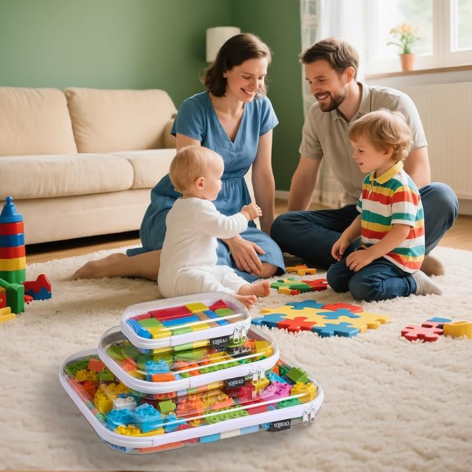 6 Pack Clear Hard Shell Zipper Case (2 Small, 2 Medium, 2 Large), See-Through Hard Plastic Organizer Pouches with Zipper for Travel, Toiletries, Makeup, Electronics & Pencils - Crush-Resistant Storage