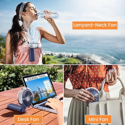 HandFan 5200mAh Upgraded Handheld Misting Fan, Portable Mister Fan Rechargeable, Spray Water Mist Fans, Electric Hand Cooling Ice Fans for Summer Beach Travel Concerts, Gifts for Women(Royal Blue)