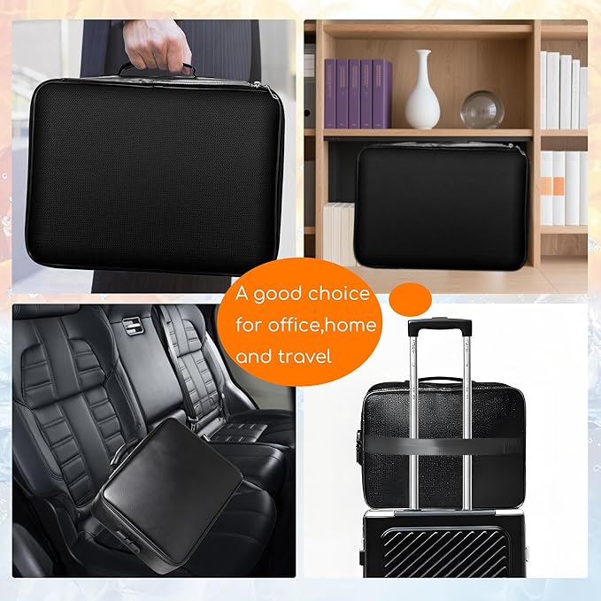 Fireproof Document Box for Home - Waterproof Locking File Organizer for Important Documents Certificates Passports Insurance Papers