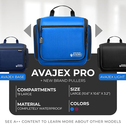 Travel Toiletry Bag for Men and Women - (10.6”x10.6”x3.2”) Large Hanging Toiletry Organizer - Waterproof Hygiene Bag with Metal XXL Swivel Hook, with Sturdy Zippers and 19 Compartments for Toiletries