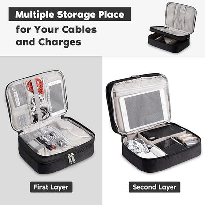 OrgaWise Electronics Organizer, Electronic Accessories Bag Travel Cable Organizer Three-Layer for iPad Mini, Kindle, Hard Drives, Cables, Chargers