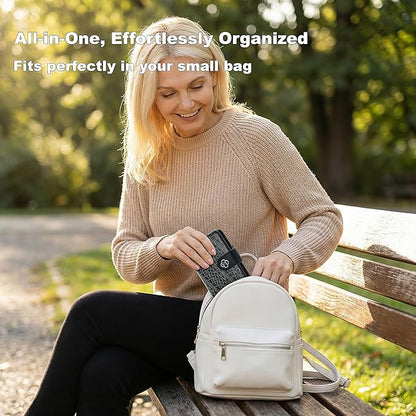 Passport Holder for Travel, RFID Blocking Leather Airtag Wallet for Women Men, Large Passport Cover Essentials Gift, Tickets, Cash, Photo, Sim Card Pen Slot - Black