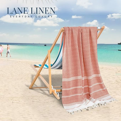 LANE LINEN Turkish Beach Towel 2 Pack, Oversized Beach Towel 39"x71", Beach Essentials for Women, Large Pool Towel, Absorbent & Quick Dry, Sand Free Beach Towel - Bird of Paradise