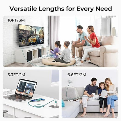 Basesailor USB Type C Charger Cable 10FT 2Pack,Nylon Charging Cord for iPhone 17 16 Pro Max,Samsung Galaxy Z Fold 5,Note 20,Tab S9 S10 S10E 10E FE S25 S24 Plus Ultra,A55 A54,Google Pixel 8 7 6