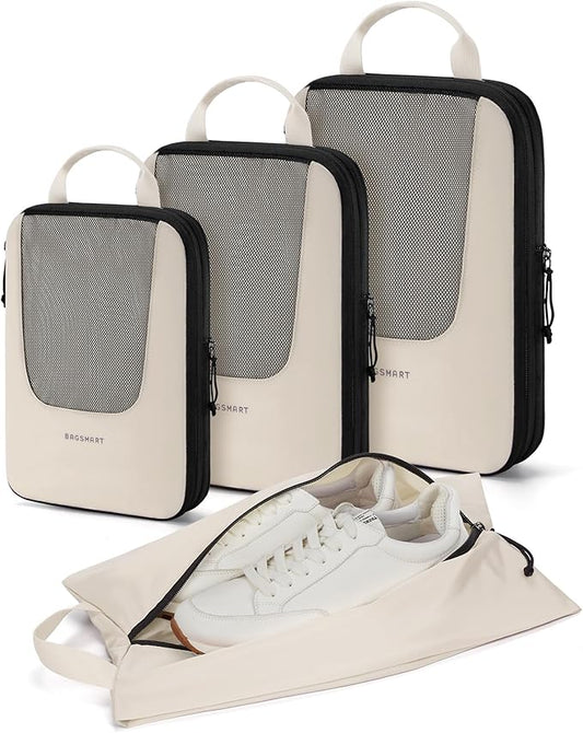 BAGSMART Compression Packing Cubes for Travel, 6 Set/5 Set/4 Set, Compression Suitcase Organizer Bags Set for Suitcases Travel Essentials, Lightweight Packing Organizers