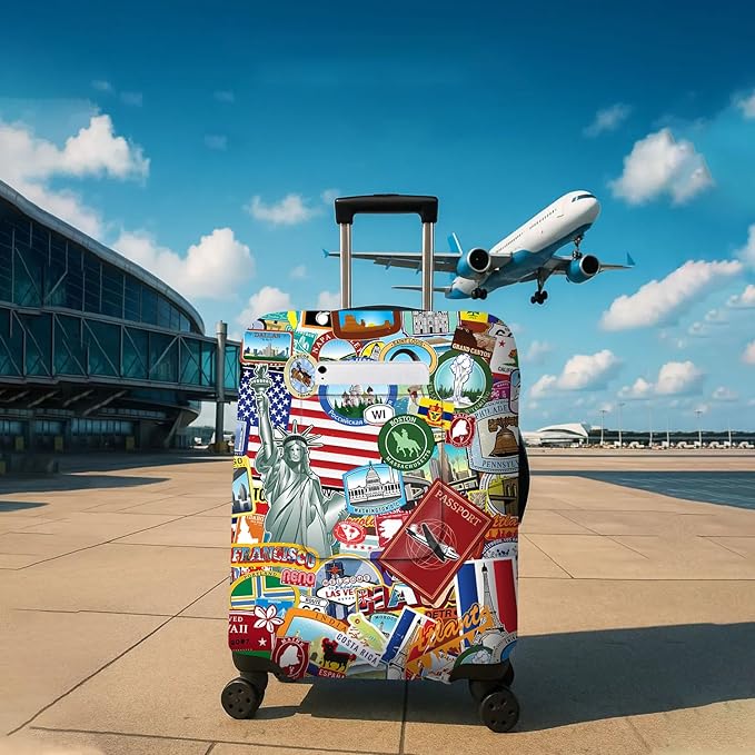 Statue of Liberty Travel Luggage Cover, Travel-Themed Suitcase Protector Stretchable, Washable Travel Suitcase Cover (L for 25-28 Inch Luggage)