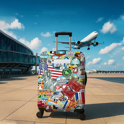 Statue of Liberty Travel Luggage Cover, Travel-Themed Suitcase Protector Stretchable, Washable Travel Suitcase Cover (S for 18-20 Inch Luggage)