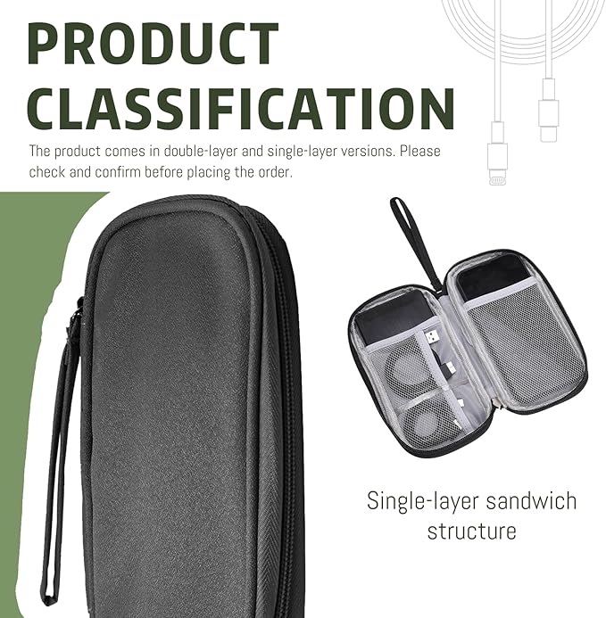 Electronic Organizer Double Layer, Water Resistant Cable Organizer Bag for Travel Essentials, Cord, Charger, Phone, Earphone, Large Size,Accessories Travel Essentials (Black, Double-Layer)