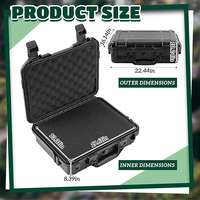 1 Pcs 22.4 x 16.1 x 10.2 Inch Waterproof Hard Case with DIY Customizable Foam Insert Portable Protective Case with Knife for Camera Drones Equipments Tools Test Instruments (Black)