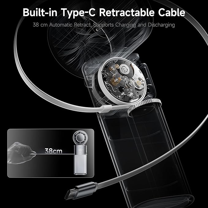 Portable Handheld Turbo Fan with Ice Cooling, 9000mAh Rechargeable Personal Fan, 100-Speed Wind, Built-in Type-C Cable, LED Display,135° Tilt Foldable for Desk/Neck/Travel-White