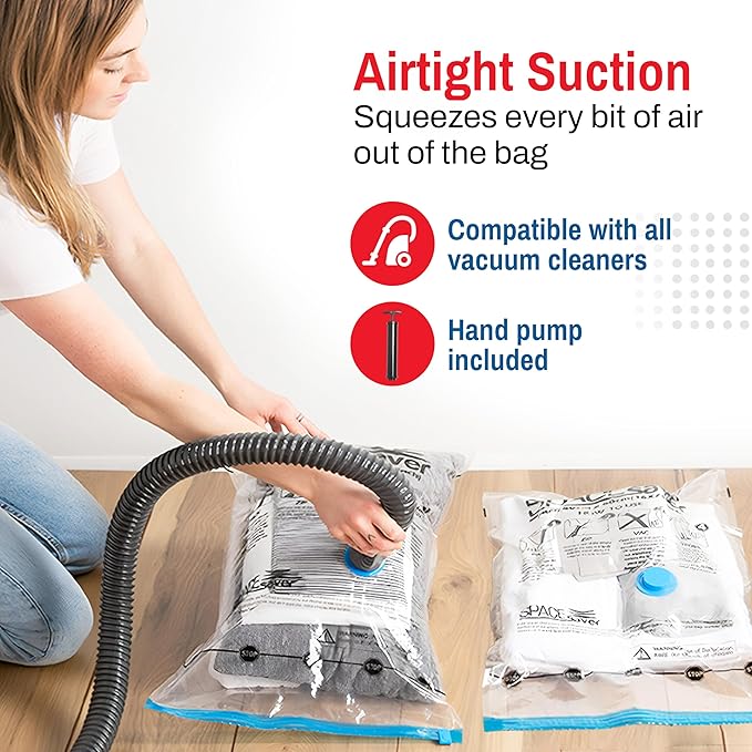 10 Pack Small Vacuum Storage Bags for Comforters, Blankets & Clothes – Vacuum Sealed Compression Bags with Hand Pump – Space Saver Storage Bags for Bedding, Moving, Travel & Organization