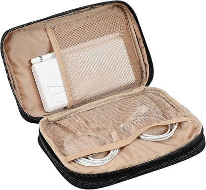 NISHEL Travel Cord Organizer Case, Double Layers Tech Electronic Bag, Essentials for Charger, Cable, Phone, Flash drive, Large, Black