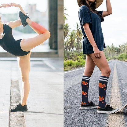 fenglaoda Compression Socks Women Men 6 Pairs, Knee High Best Support Circulation Socks for Running, Travel, Flight, Nurse