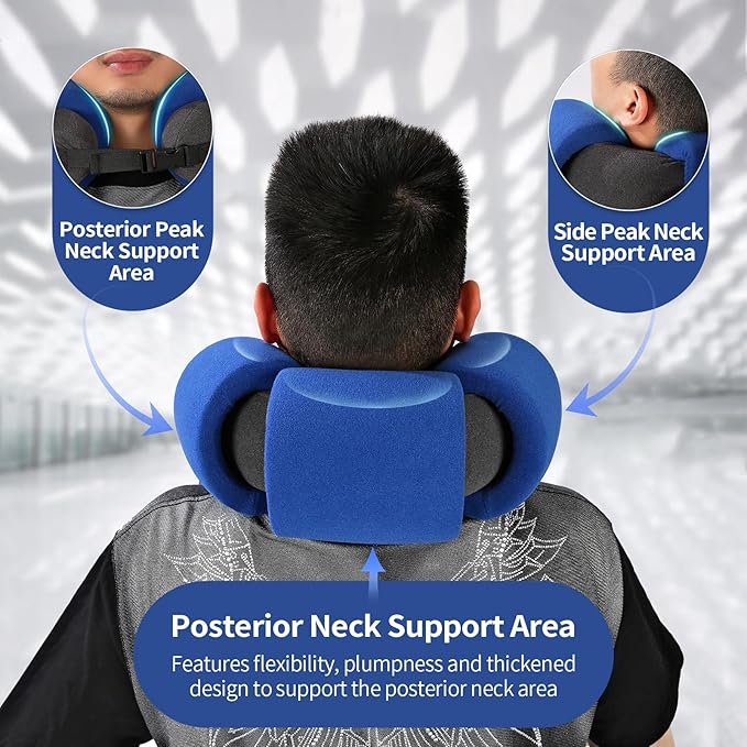 3-Ring Memory Foam Travel Neck Pillow It has obtained a Patent. The Three Rings can be movably Adjusted to Provide Flexible Support for The Neck, Head, and Other Areas.Blue