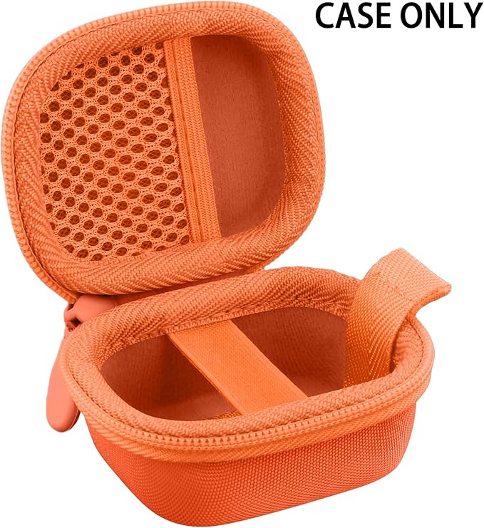 co2CREA Hard Case for Beats Powerbeats Fit with Carabiner Clip, Shockproof Earbuds Storage Box – Protective Travel Cover for Wireless Noise Cancelling Earbuds (Orange Case)