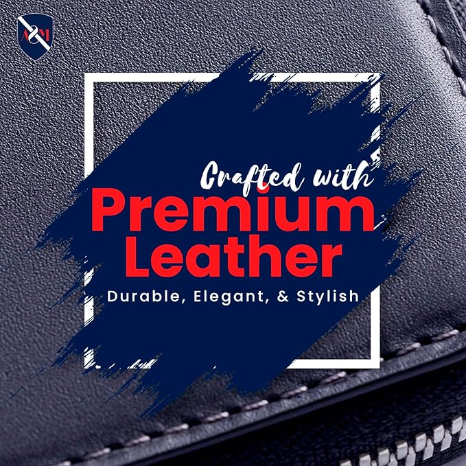 ALLEN & MATE Passport Holder Travel Wallet, 100% Leather RFID Blocking Travel Document Organiser for Men & Women