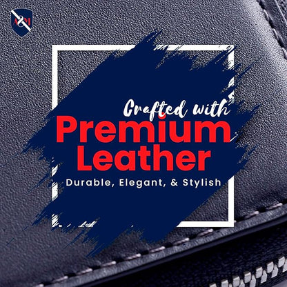 ALLEN & MATE Passport Holder Travel Wallet, 100% Leather RFID Blocking Travel Document Organiser for Men & Women