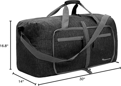 Dimayar 115L Travel Duffle Bag for Men Women - Foldable Duffel Bag with Shoes Compartment - Overnight Bags Waterproof & Tear Resistant(Black)