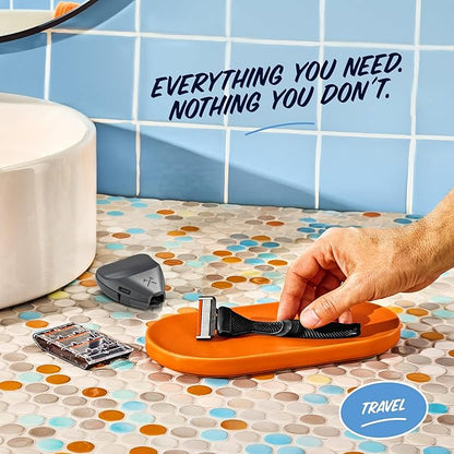 Dollar Shave Club | Travel Shave Set | 4 Extra Close Refill Cartridges, 1 Handle (Black), 1 Razor Cover