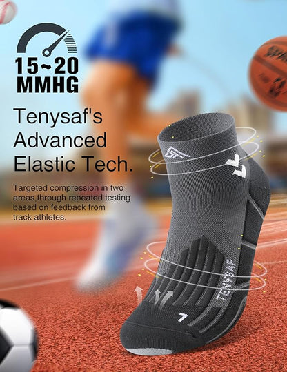 Compression Sport Running Socks: Athletic Socks for Men Women with Cushion,3 Pairs Work Hiking Basketball Ankle Socks
