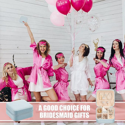 Taiyin 12 Pcs Travel Jewelry Case Box Bridesmaid Gifts Bulk Travel Jewelry Cases Boxes Small Jewels Organizers Mini Accessories Ornaments Storage for Women Girls Wedding Gifts (Light Blue)