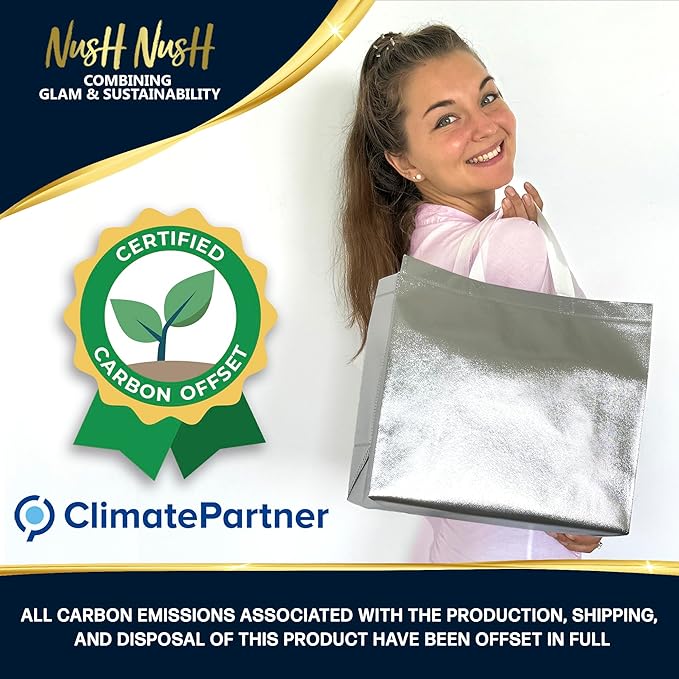 Nush Nush Set of 30 Mix Color Gift Bags In Bulk With 10 Rose Gold, 10 Silver, 10 Gold gift bags With Handles - Party Favors Bags For Small Business, Gifting Events, Christmas, Birthdays - 13Wx5Dx11H