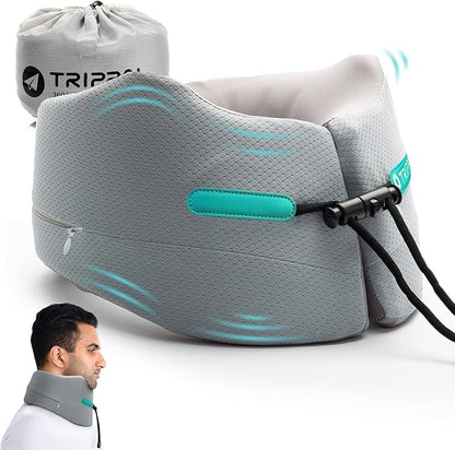 GOLDORANGE Neck Pillows for Travel Memory Foam Airplane Pillow Neck Head Support for Adults Car Home Office Sleeping Rest Travel Accessories Gray M