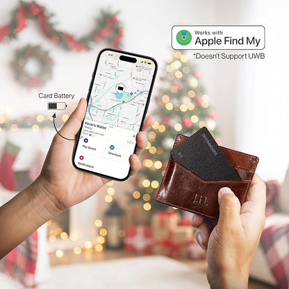 SPOTMINDERS Apple MFi Certified Wallet Tracker for Christmas Stocking Stuffers for Men Gifts for Women Works With Apple Find My Rechargeable 0.07in Slim Tracking Card - White Elephant Gifts for Adults