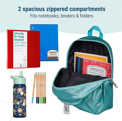 Wildkin 15-inch Kids Backpack – Durable, Padded, Adjustable for School & Trave (Blue Glitter)
